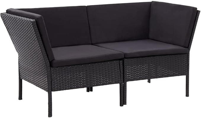 Patio Sofa Set with Cushions,Patio Lounge Set,Outdoor Furniture,Outdoor Furniture Sets,Patio Conversation Sets,for Garden,Deck,Backyard,6 Piece Poly Rattan Black