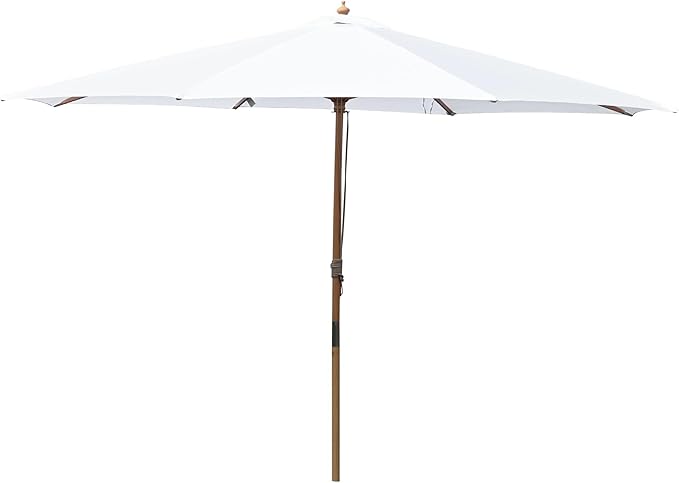 Yescom 13ft Coastal Solid Beech Wood Umbrella Pulley Lift Commercial Base with Wheel Included for Beach Club Seaside Restaurant Terrace Resort Poolside