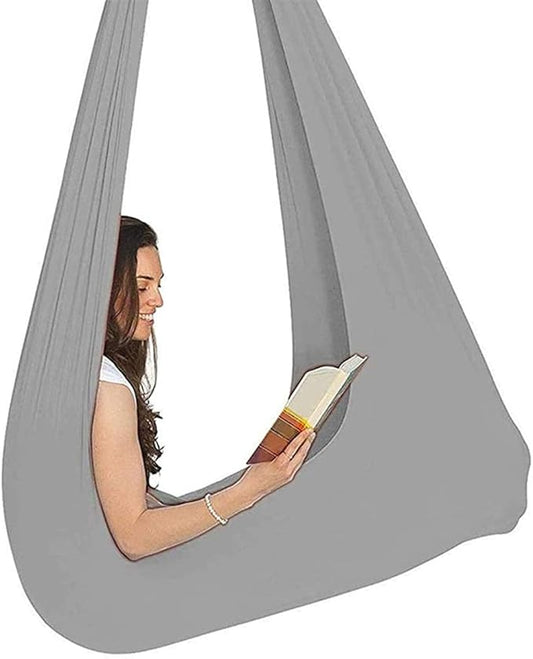 Kids Soft Swing Chair Indoor Therapy Swing Cuddle Hammock Autism ADHD Aspergers Children Elastic Parcel Steady Seat Swings Max Load 200KG (Color : Gray, Size : 150 x 280 cm)