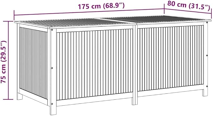 Patio Storage Box Solid Acacia Wood 68.9"x31.5"x29.5" Weather Resistant Outdoor Deck Chest Bench for Backyard Garden Porch Yard with Gas-Lift Lid and Bag