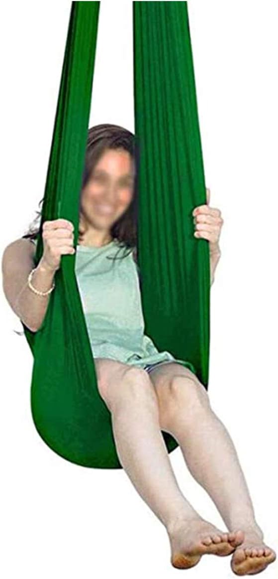 Indoor Sensory Swing Chair for Kids Or Adults Adjustable Aerial Flying Yoga Hammock Children Therapy Hanging Seat Outdoor Garden (Color : Green, Size : 100 x 280 cm)