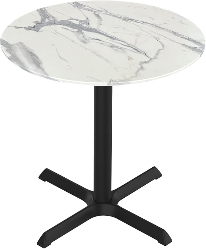 HBS 30" Tall OD211 Indoor/Outdoor All-Season Table with 32" Diameter White Marble Top