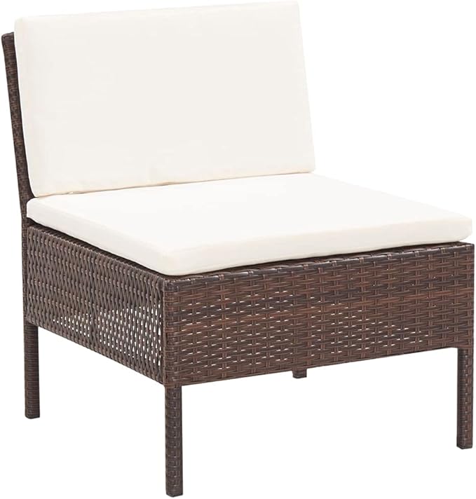 Patio Sofa Set with Cushions,Patio Lounge Set,Outdoor Furniture,Outdoor Furniture Sets,Patio Conversation Sets,for Garden,Deck,Backyard,5 Piece Poly Rattan Brown
