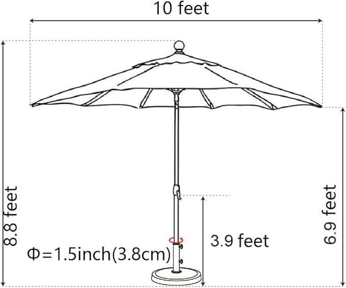 EliteShade USA 10-Year-Non-Fading 10Ft Market Patio Umbrella, UPF 50+ UV Protection Performance Sun Umbrella, Heavy Duty Commercial Grade Outdoor Table Umbrella with Crank & Tilt, Windproof Vented Top for Garden, Pool, Deck and Outdoor Playsets, Black