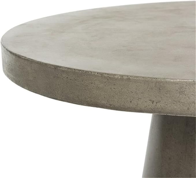 Pemberly Row Round Concrete Coffee Table, 15.75" H x 27.56" W, Dark Gray Finish, Weather-Resistant Indoor/Outdoor Design, Modern Patio or Living Room Table, Durable Concrete and Acrylic Construction