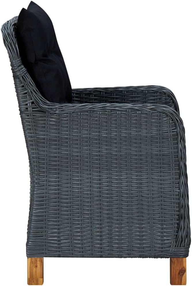 3 Piece Patio Lounge Set with Cushions Poly Rattan Dark Gray, Outdoor Patio Sectional, Outdoor Sofa Set, Furniture Conversation Sets, Outdoor Porch Furniture for Balcony, Yard