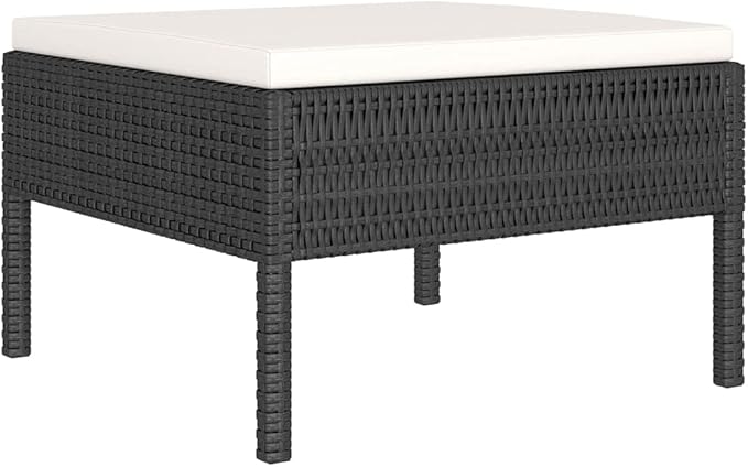 Patio Lounge Set with Cushions,Outdoor Patio Furniture,Outdoor Chat Conversation Set,Garden Furniture Sets,for Patio,Backyard,Garden,Outdoor,6 Piece Poly Rattan Black