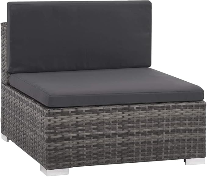 vidaXL Patio Furniture Set 8 Piece, Patio Conversation Set with Cushions, Outdoor Sectional Sofa with Coffee Table for Garden, Poly Rattan Gray