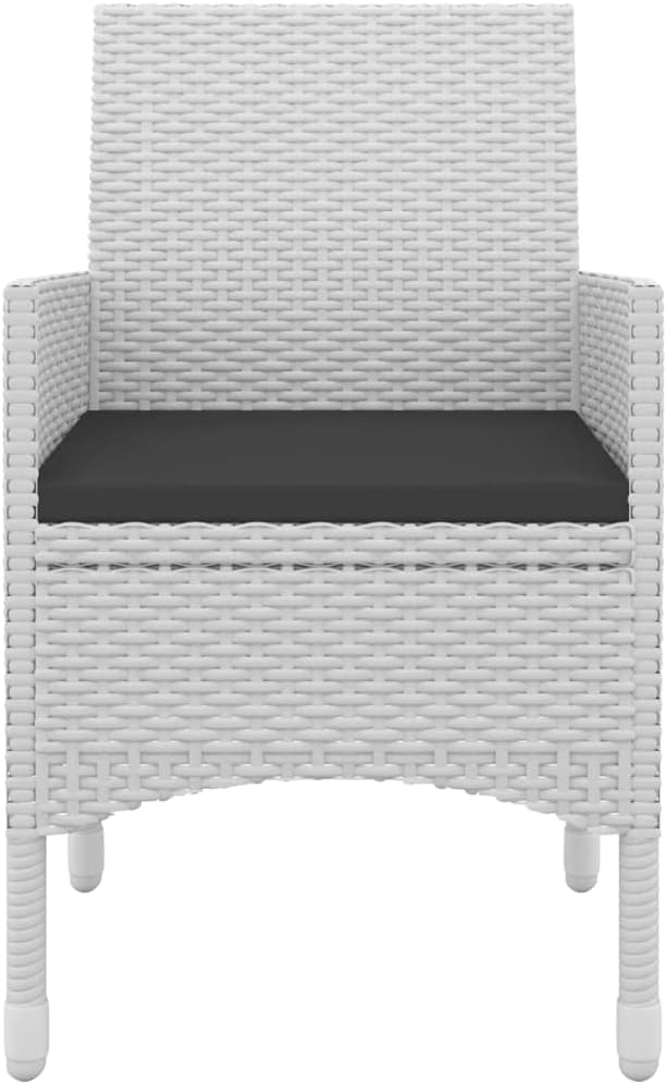 5 Piece Patio Dining Set with Cushions, Poly Rattan and Glass Table, Outdoor Garden Furniture for Backyard Deck, Weather Resistant Seating for 4, Easy Assembly Black White