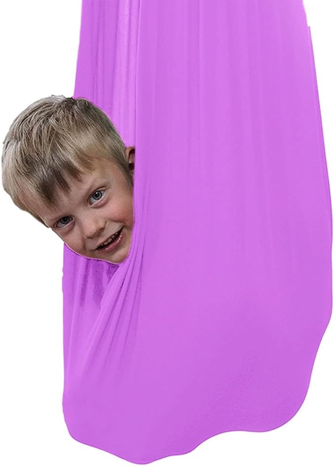 Sensory Swing for adults Indoor kids Therapy Swing Soothing Calming Snuggle Hammock durable soft strong fabric swing Great for Sensory Integration stimulation ( Color : Light purple , Size : 1.5M x 2.