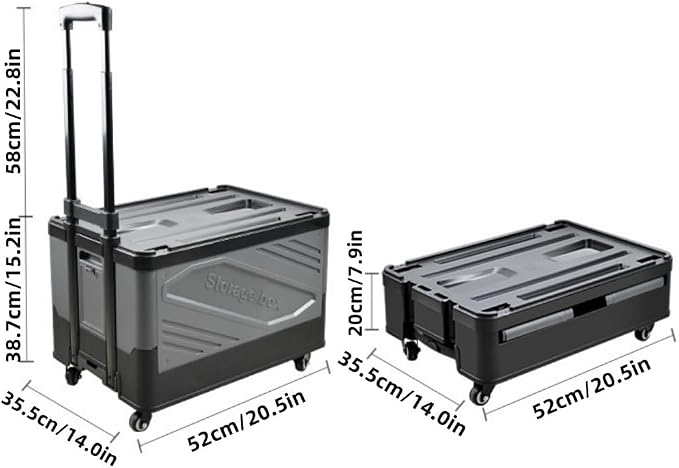 Versatile Outdoor Storage Bins with Lids, Deck Box, Folding Trolley, Shopping Cart and Camping Storage Box for Camping, Picnics and Shopping