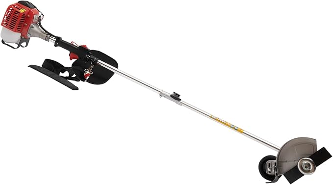 Gas Weed Trimmer, 26CC 2-Stroke Cordless Grass String Trimmer Portable Weed Eater Lawn Edger, Gas Powered Grass Trimmer with Two Blade Heads for Lawn & Edging