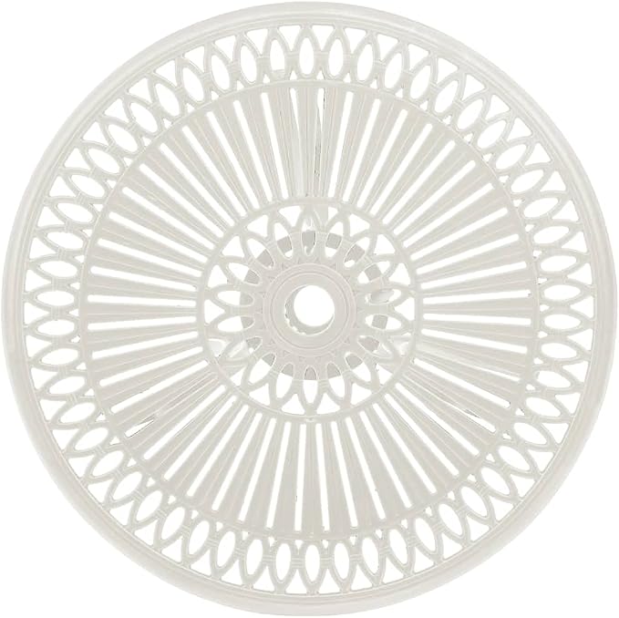 vidaXL Cast Aluminum Patio Table - Sturdy Outdoor Table with Umbrella Hole - White, Round, Easy Assembly, 24.4"x25.6"