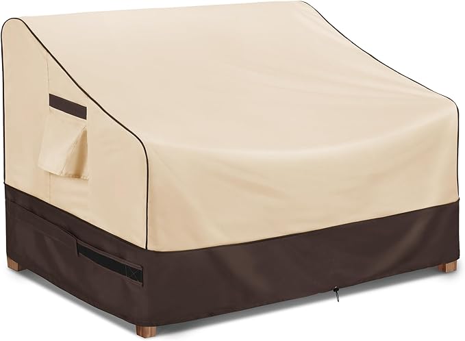 KylinLucky Waterproof Patio Loveseat Covers 85W x 37D x 35H inches,3-Seater Heavy Duty Outdoor Furniture Sofa Cover Khaki