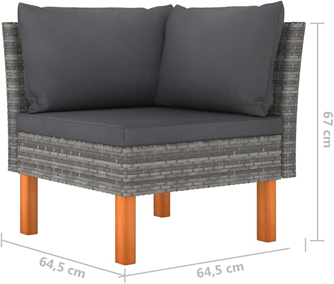 7 Piece Garden Lounge Set,Garden Patio Wicker Furniture Set,All-Weather Outdoor Couch Sectional Patio Set,Modular Sofa set,Patio Conversation Set Garden Patio Sofa Set,with Cushions Poly Rattan Gray