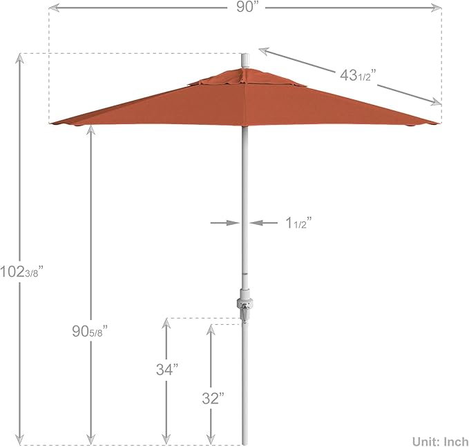 California Umbrella 7.5' Rd. Aluminum Patio Umbrella, Crank Lift, Collar Tilt, White