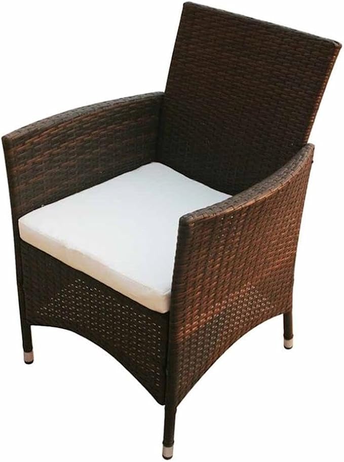 Afuera Living 7 Piece Patio Dining Set, Synthetic Poly Rattan, Brown Finish, Includes Table with Tempered Glass Top and 6 Chairs with Removable Cushions, Weather-Resistant Outdoor Furniture, Seats 6