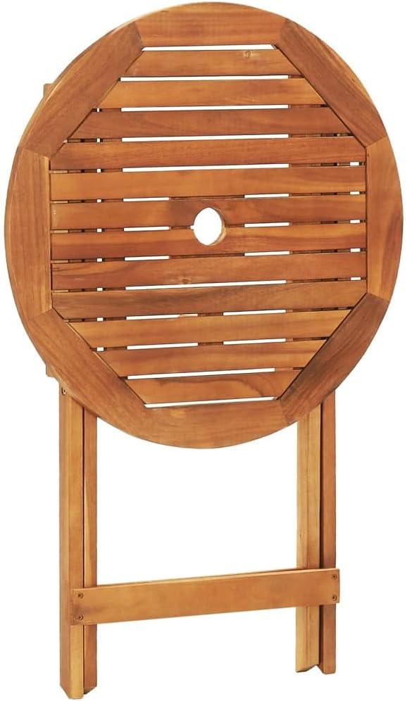 Folding Outdoor Patio Dining Table with Umbrella Hole, Folding Multifunctional Portable Garden Backyard Wooden Folding Foldable Dining Table Home Furniture Ø23.6"x29.5" -AA