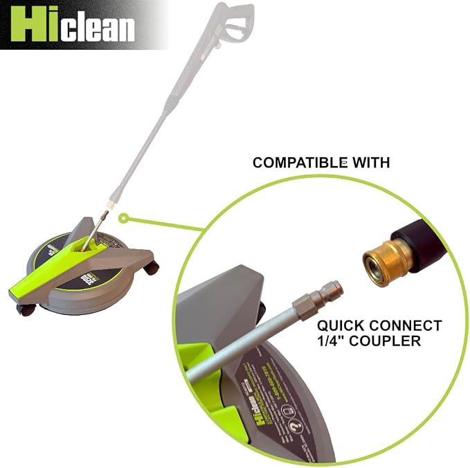 Hiclean 12" Electric Pressure Washer Surface Cleaner with Wheels 3200 PSI Max, Surface Cleaner for Power Washer Attachment for Concrete, Patio, Sidewalk, and Driveways