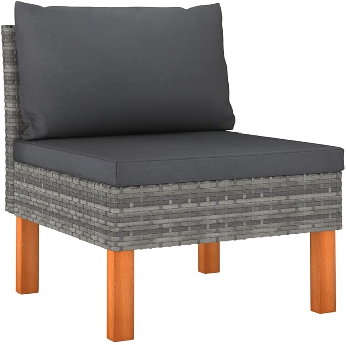 6 Piece Garden Lounge Set,Garden Patio Wicker Furniture Set,All-Weather Outdoor Couch Sectional Patio Set,Modular Sofa set,Patio Conversation Set Garden Patio Sofa Set,with Cushions Poly Rattan Gray