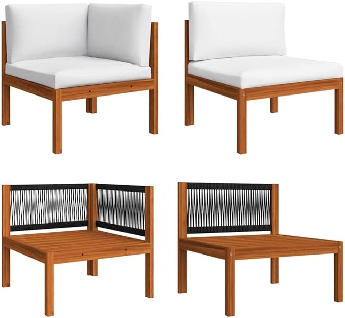 Patio Lounge Set with Cushions,Outdoor Patio Furniture,Outdoor Chat Conversation Set,for Patio,Backyard,Garden,Outdoor,8 Piece Cream Solid Acacia Wood