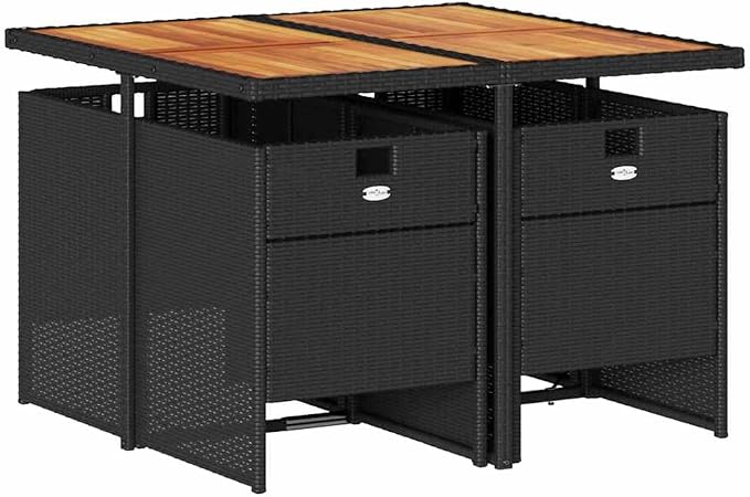 4-Seater Garden Dining Set, Patio Table and Chairs with Cushions, Synthetic PE Rattan Outdoor Furniture for Backyard Terrace