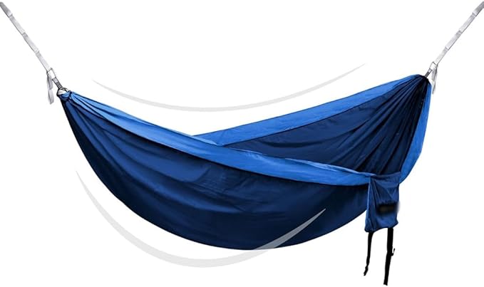 Portable Double Hammock for Park, Outdoor Anti-Rollover Swing with Storage Bag, Beach/Garden/Hiking, Load Bearing 250kg/551.2lbs(Blue)