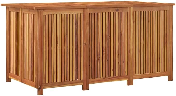 Garden Storage Box, Large Solid Acacia Wood Outdoor Storage Chest with Oiled Finish, Rectangular Deck Box for Patio Cushions and Tools, 59.1 x 31.5 x 29.5 Inches