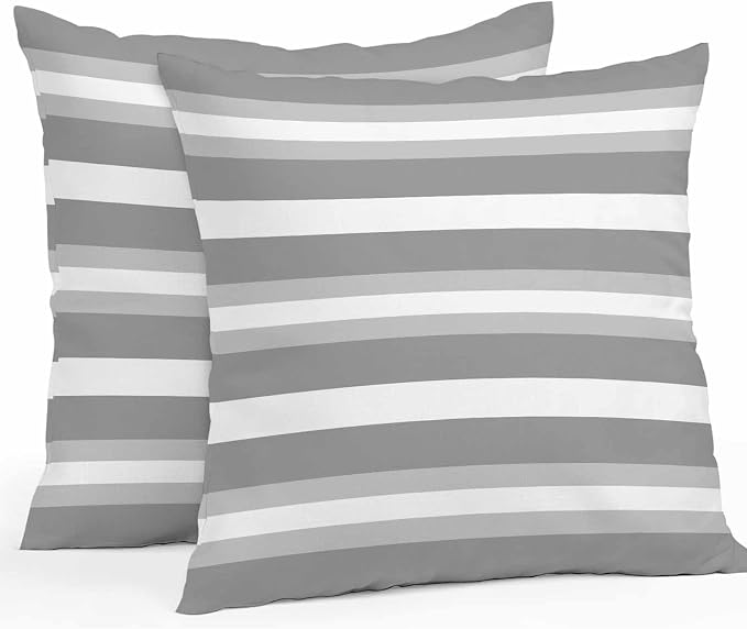 Throw Pillow Covers 26x26 Inch Set of 2, Grey Stripe Waterproof Outdoor Pillow Covers, Minimalist Farmhouse Striped Decorative Cushion Pillowcases for Couch, Sofa, Bed, Garden, Patio