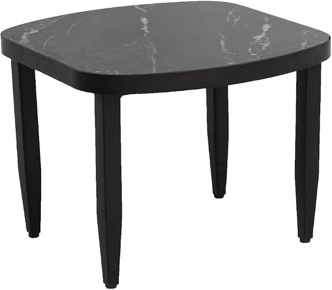 Outdoor Side Table, Square Sintered Stone Top, Ember Black