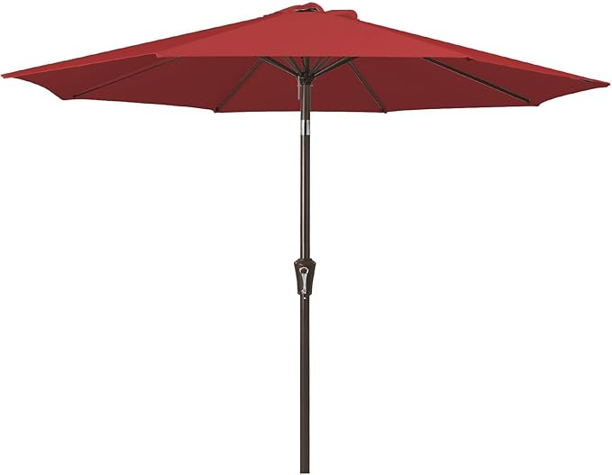 JEAREY Outdoor Patio Umbrella 9FT Outdoor Table Umbrella with Push Button Tilt and Crank, Market Umbrellas 8 Sturdy Ribs UV Protection Waterproof for Garden, Deck, Pool (Cherry Red)