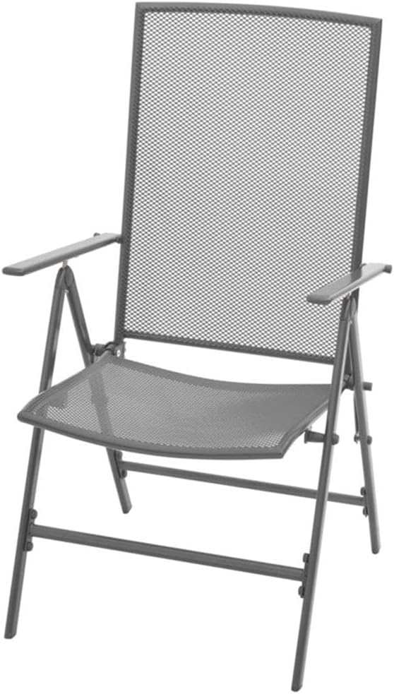 Afuera Living Steel 3-Piece Patio Dining Set, Powder-Coated Anthracite Finish, Modern Outdoor Furniture with Adjustable Reclining Seats, Stackable Chairs, Durable Design for Garden or Minimalist
