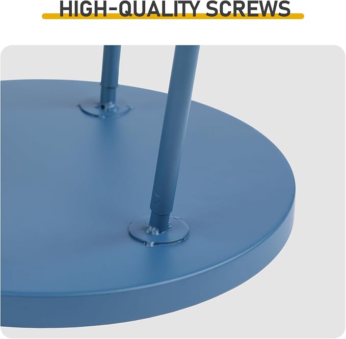 2 Tier Metal Round Side Table, Outdoor End Table for Small Spaces, Indoor Outdoor Nightstand for Living Room, Bedroom or Office (Navy)