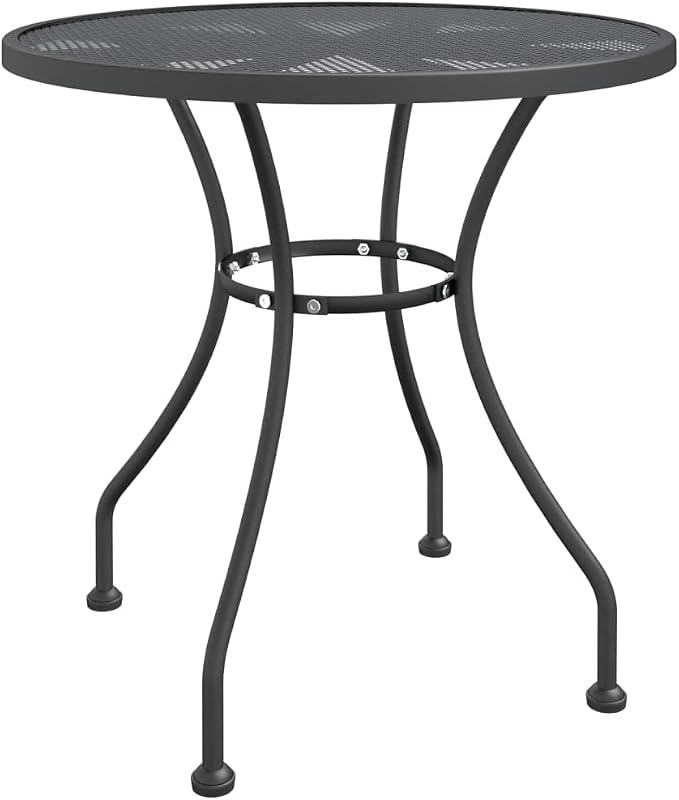 Expanded Metal Mesh Table Lightweight Patio Table Outdoor Dining for Four Modern Round Garden with Durable Iron Frame