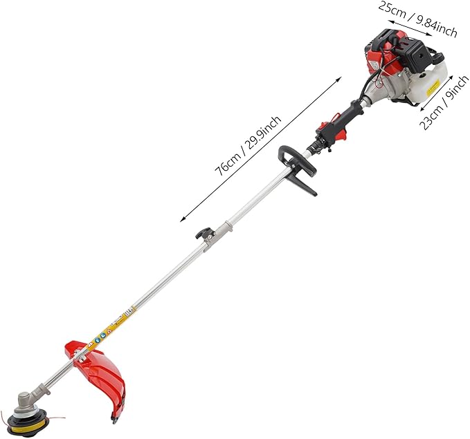 52CC 2 Stroke Weed Eater Gas Powered, Straight Shaft String Gas Trimmer with 10'' Brush Cutter, High-Speed Trimmer for Lawn and Garden Maintenance, Rubber Handle and Shoulder Strap Included