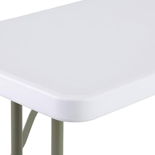 Norwood Commercial Furniture 8' Indoor/Outdoor Folding Training Table, Rectangular Blow-Molded Plastic Folding Training and Event Table, White