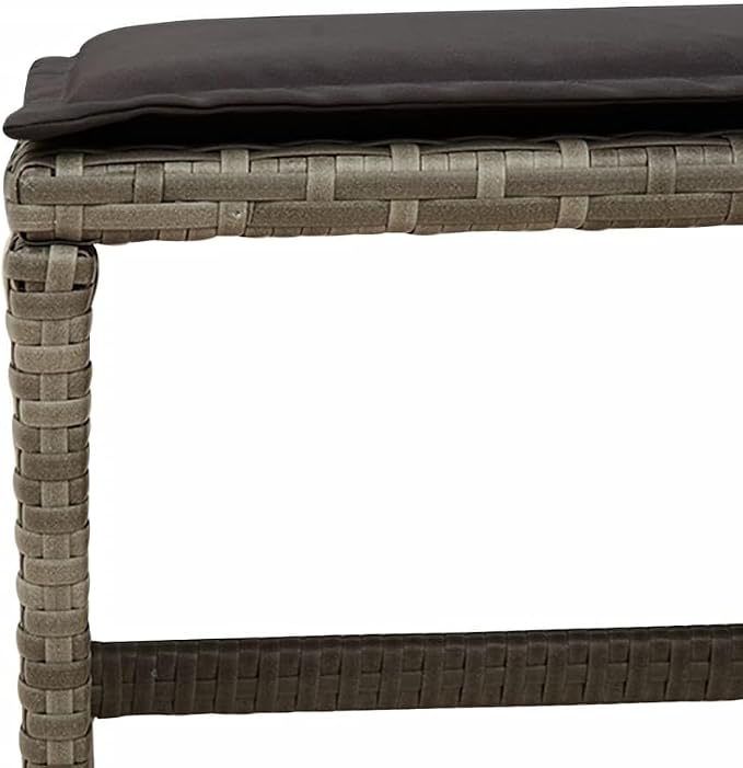 15 Piece Patio Dining Set, 14-Seater Outdoor Rattan Furniture with Cushions, Foldable Chairs & Stools, Gray PE Wicker Garden Table Set