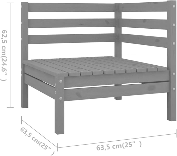 5 Piece Patio Lounge Set, Patio Conversation Set Outdoor Dining Sets Front Porch Furniture Garden Lounge Set for Negotiation Area Garden Exhibition Poolside Solid Pinewood Gray