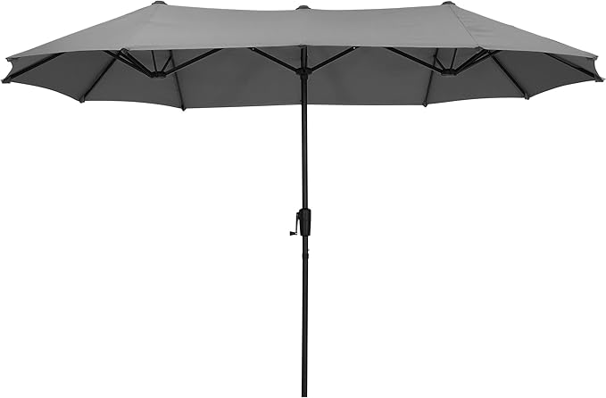 13Ft Large Patio Umbrella Outdoor Double-Sided Market Umbrella w/Easy Crank for Yard, Poolside, Deck, Gray
