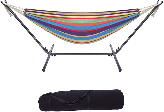 2-in-1 Hammocks Hammock Chair with Stand, 300 lbs Capacity, Heavy Duty Two Person Hammock with Stand,Natural Rope