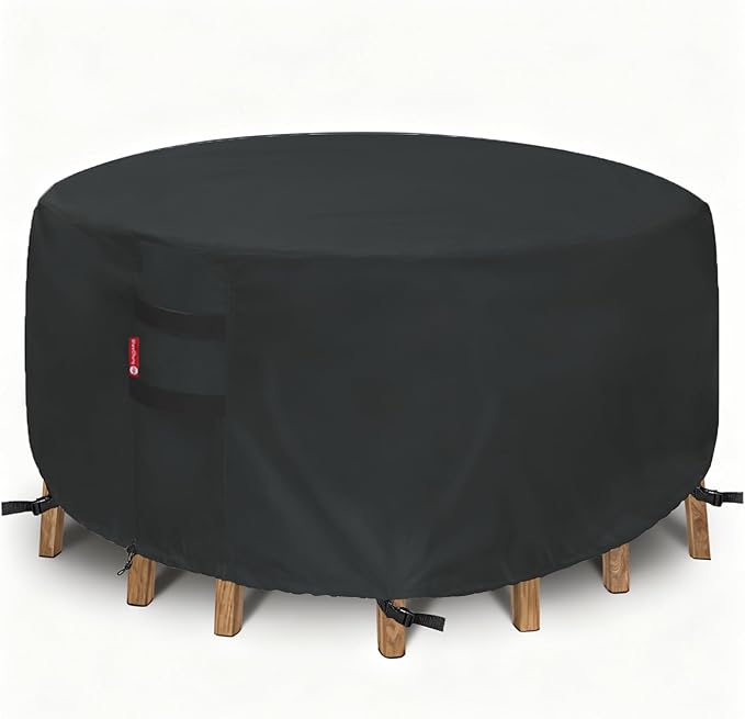 SheeChung Patio Furniture Covers,Waterproof Outdoor Table and Chair Cover,Fade Resistant Cover for Outdoor Furniture Set,Anti-UV(Round 62" DIAx28 H)