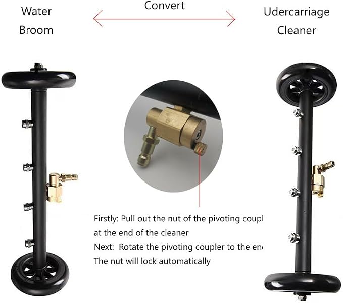 2-in-1 16" Dual-Function Undercarriage Pressure Washer Cleaner, Surface Cleaner for Power Pressure Washer Attachment， Underbody Car Wash Water Broom with 3 Pieces Extension Wand, 4000 PSI