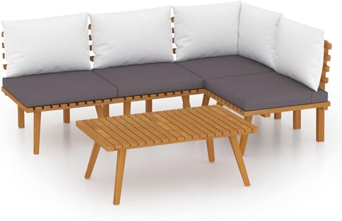 Patio Lounge Set with Cushions,Patio Furniture Sets,Patio Conversation Sets,Outdoor Furniture Sets,for Garden,Backyard,Outdoor,5 Piece Solid Acacia Wood