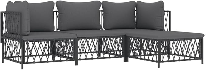 Patio Furniture Sets,Outdoor loveseat,Patio Conversation Sets,4 Piece Patio Lounge Set with Cushions Anthracite SteelSuitable for Patio, Garden, Gazebo Low