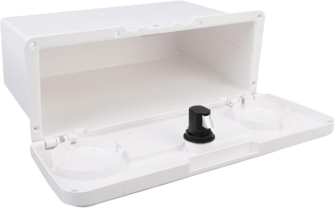 Diydeg Deck Storage Box, Marine Grade ABS Plastic Boat Pontoon Yacht Storage Compartment Built in Non Slip Cup Holders, Marine Glove Box for Tools, Documents, Electronics