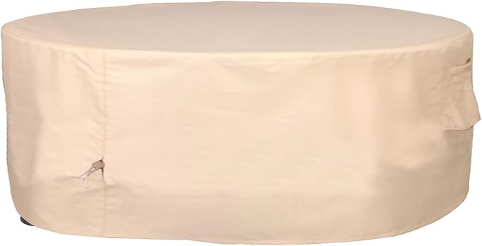 Round Patio Furniture Cover, Heavy Duty and Waterproof for Outdoor Furniture covers, Round outdoor table cover, Patio table cover 84"DIA x 31"H Beige