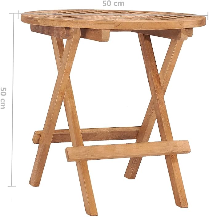 vidaXL Folding Patio Table, Outdoor Table, Garden Furniture for Backyard Lawn Balcony Terrace Picnic, Tea Table, Farmhouse Style, Solid Teak Wood