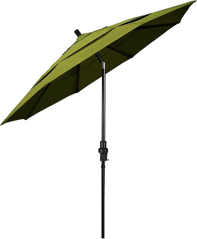 California Umbrella 11' Round Crank Lift, Collar Tilt, Aluminum Pole, Fiberglass Rib Patio Umbrella, Black Finish, Kiwi