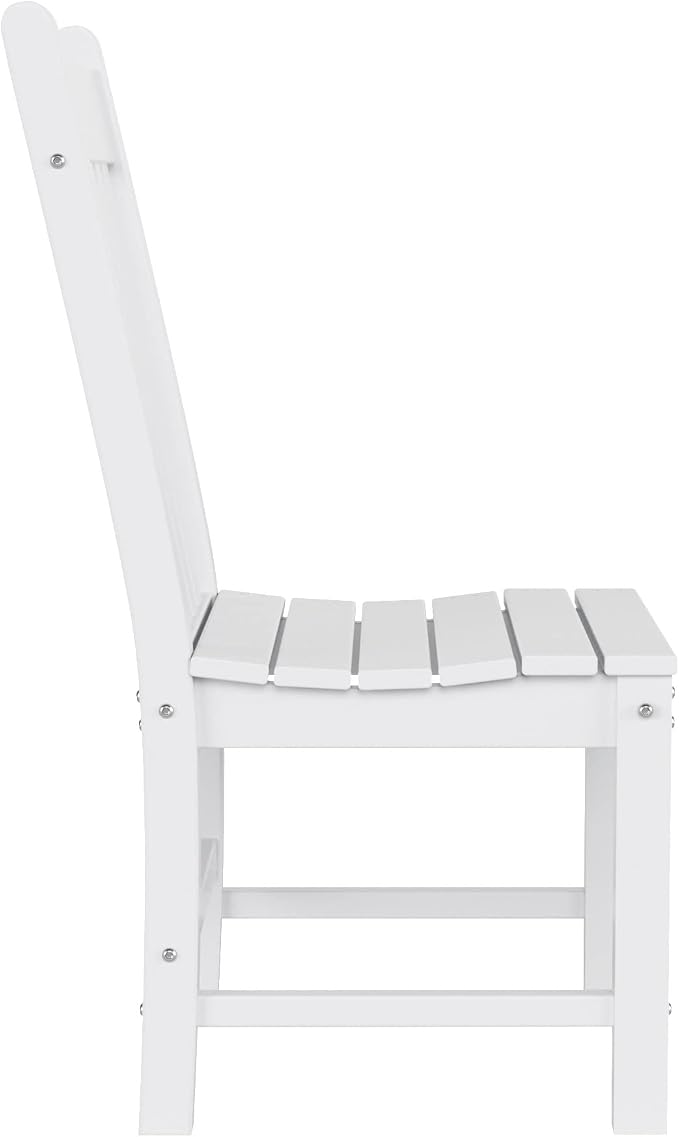 WO Home Furniture Adirondack Patio Dining Chair Table Bench Set of 6 PCS Rectangle Dinner Table Dining Armless Chairs (White)
