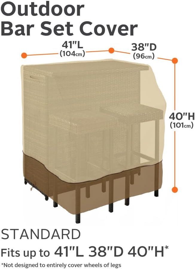 Classic Accessories Veranda Water-Resistant 41 Inch Outdoor Bar Set Cover, Patio Furniture Covers